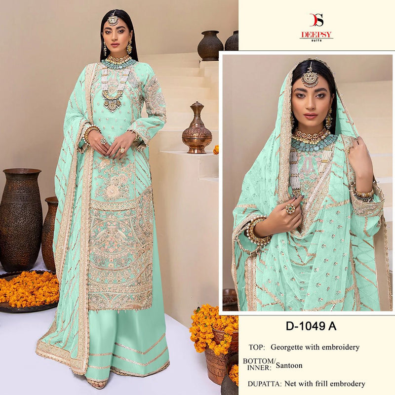 Deepsy Suit Dno 1049 A Georgette With Beautiful Heavy Embroidery work Stylish Designer Wedding Look Salwar Kameez