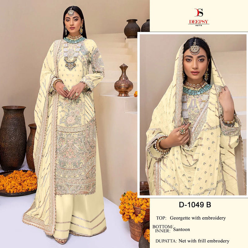 Deepsy Suit Dno 1049 B Georgette With Beautiful Heavy Embroidery work Stylish Designer Wedding Look Salwar Kameez