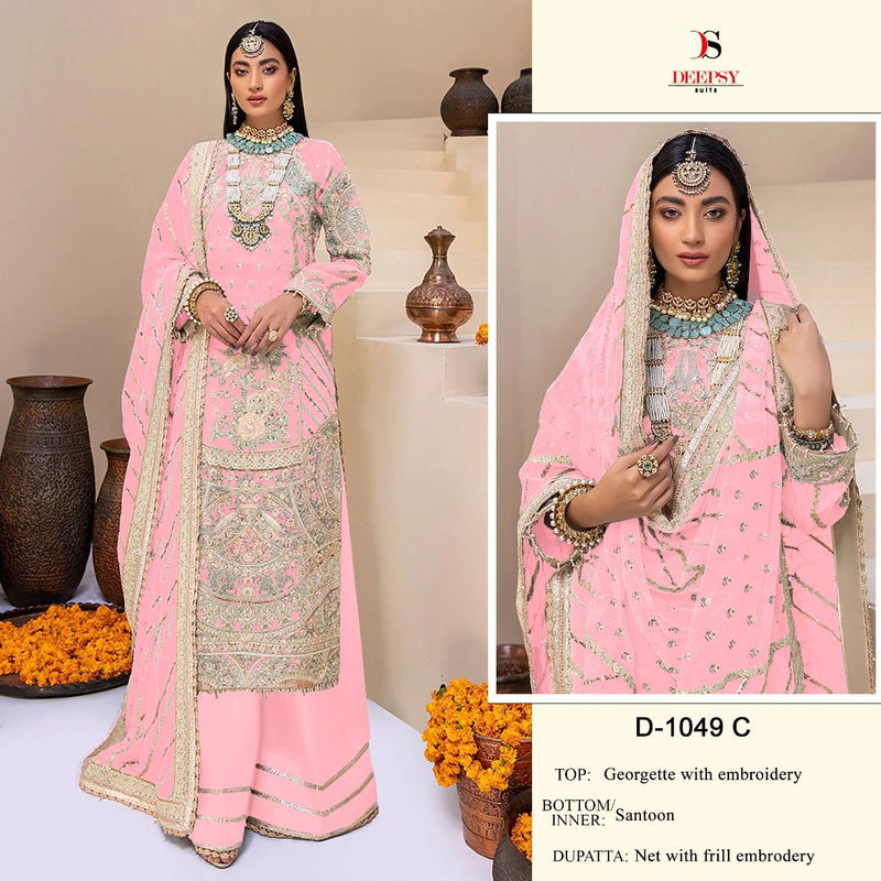 Deepsy Suit Dno 1049 C Georgette With Beautiful Heavy Embroidery work Stylish Designer Wedding Look Salwar Kameez