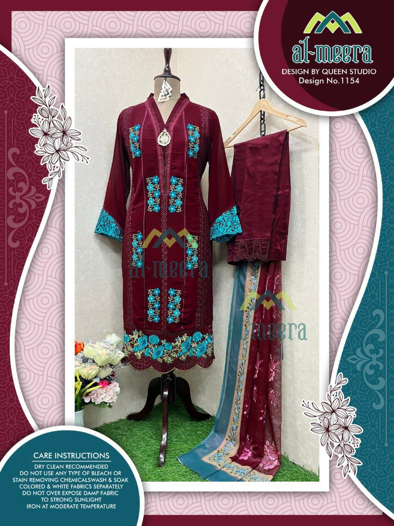 Al Meera Dno 1154 Georgette With Heavy Luxury Pret Collection Stylish Designer Party Wear Preet Kurti
