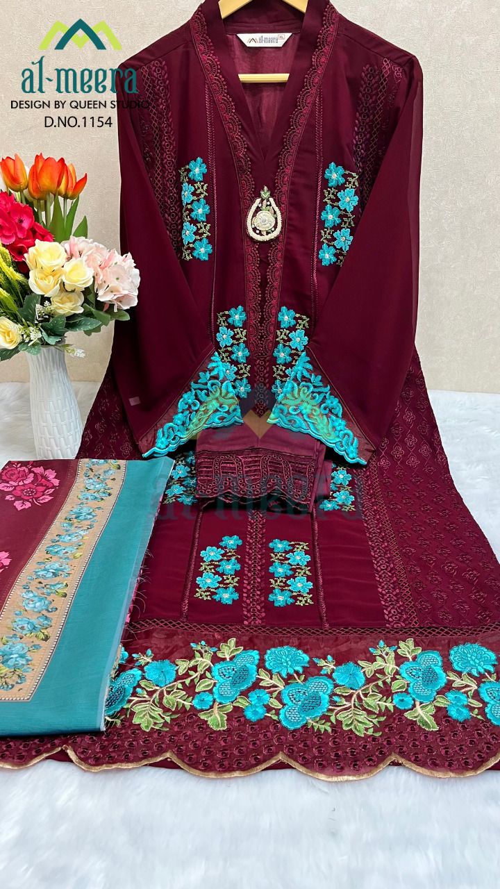 Al Meera Dno 1154 Georgette With Heavy Luxury Pret Collection Stylish Designer Party Wear Preet Kurti