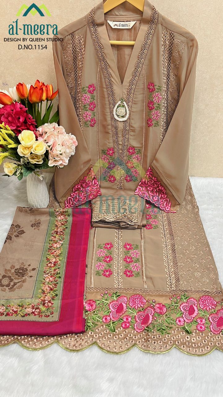 Al Meera Dno 1154 Georgette With Heavy Luxury Pret Collection Stylish Designer Party Wear Preet Kurti
