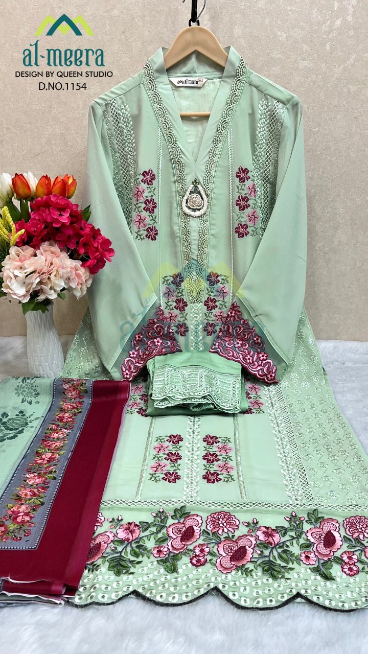 Al Meera Dno 1154 Georgette With Heavy Luxury Pret Collection Stylish Designer Party Wear Preet Kurti