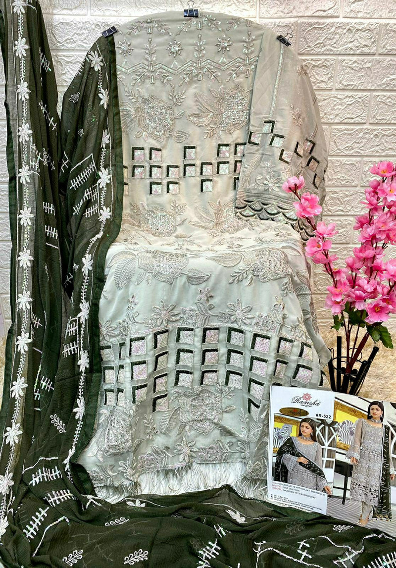 Ramsha Dno R 522 Georgette With Beautiful Embroidery Work Stylish Designer Attractive Look Salwar Kameez