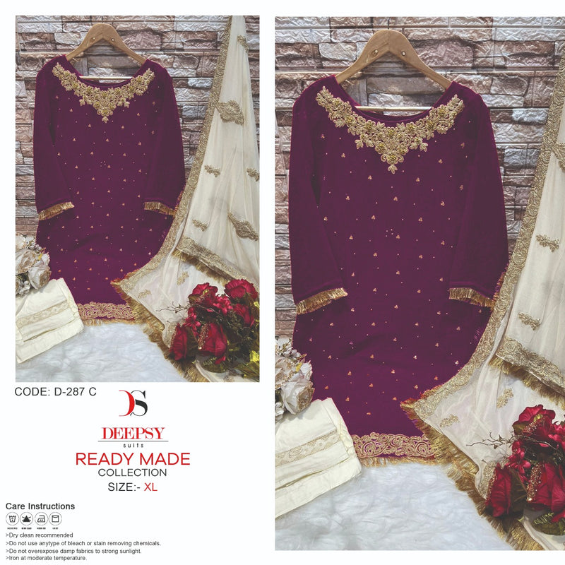 Deepsy Suit Dno 287 C Georgette With Beautiful Heavy Embroidery Work Stylish Designer Fancy Pret Kurti