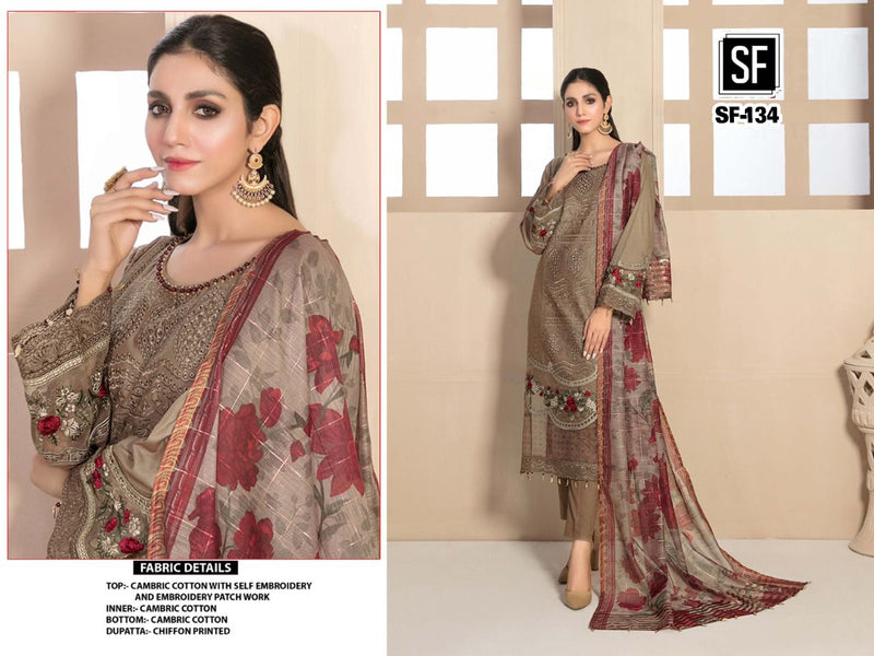 Sf Dno 134 Pure Cotton With Beautiful Embroidery Work Stylish Designer Casual Look Salwar Suit