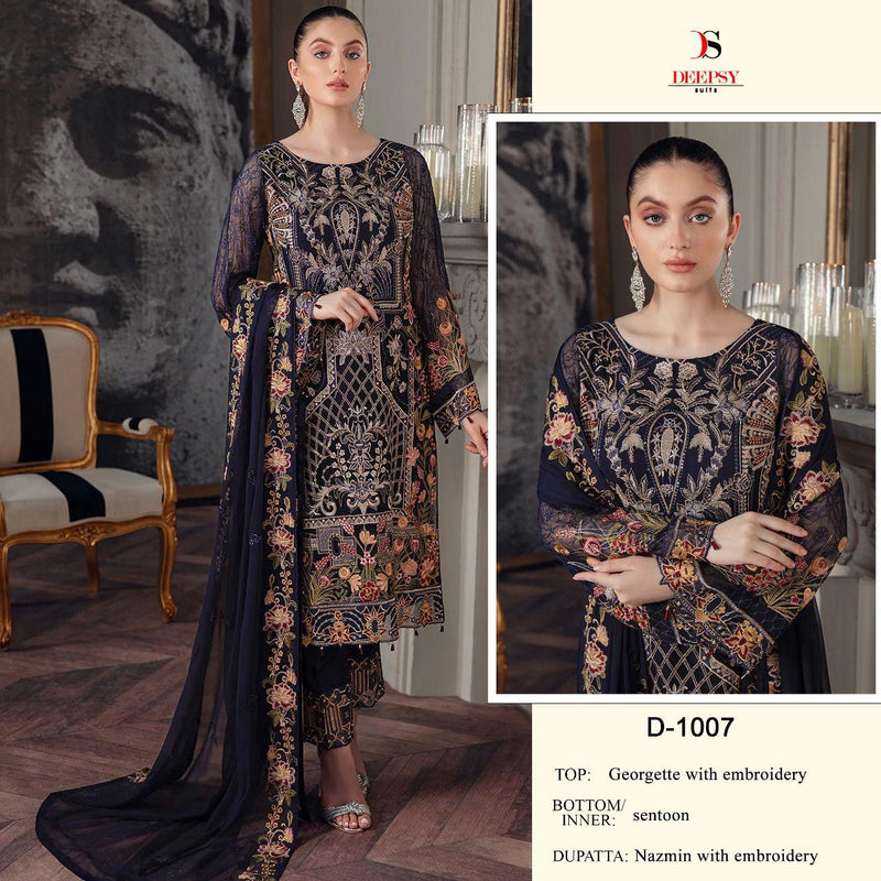 Deepsy Suit Dno 1007 Georgette With Beautiful Embroidery Work Stylish Designer Wedding Wear Salwar Kameez