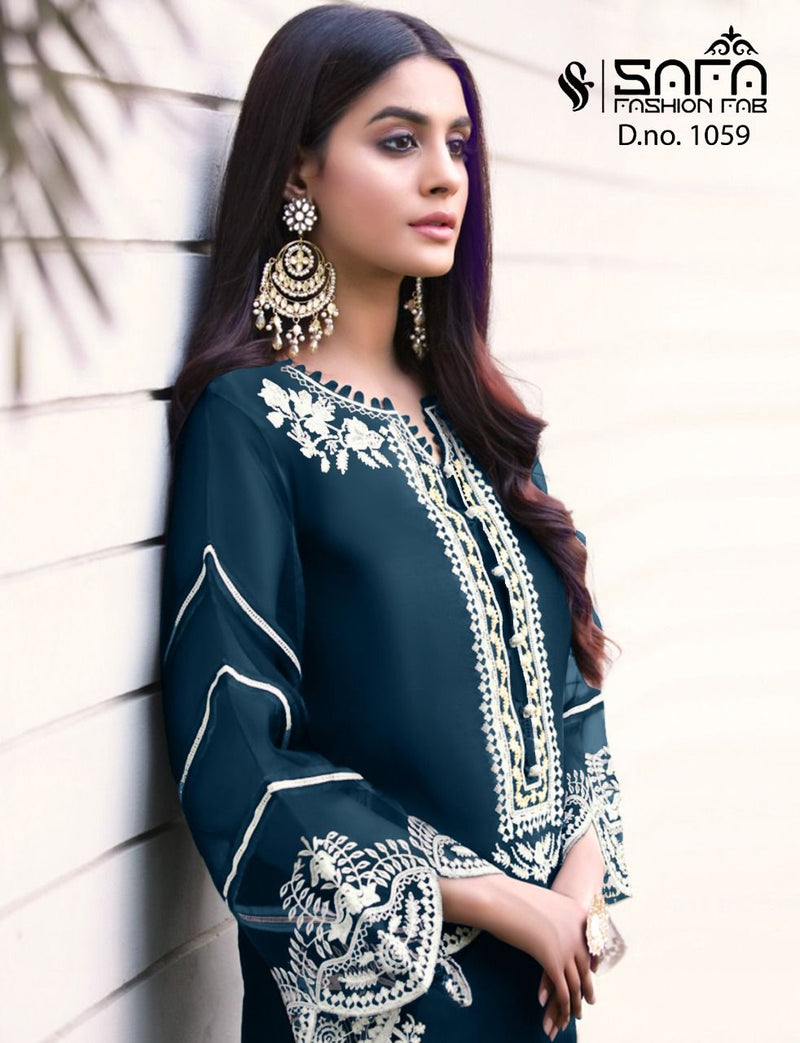 Safa Fashion Fab Dno 1059 Georgette Beautiful Embroidered Tunic With Sleeves Luxury Pret Formal Collection Kurti