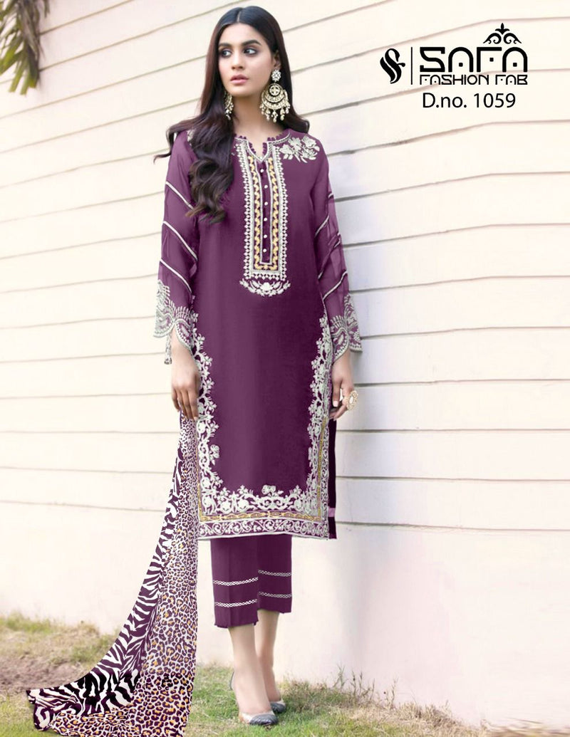 Safa Fashion Fab Dno 1059 Georgette Beautiful Embroidered Tunic With Sleeves Luxury Pret Formal Collection Kurti