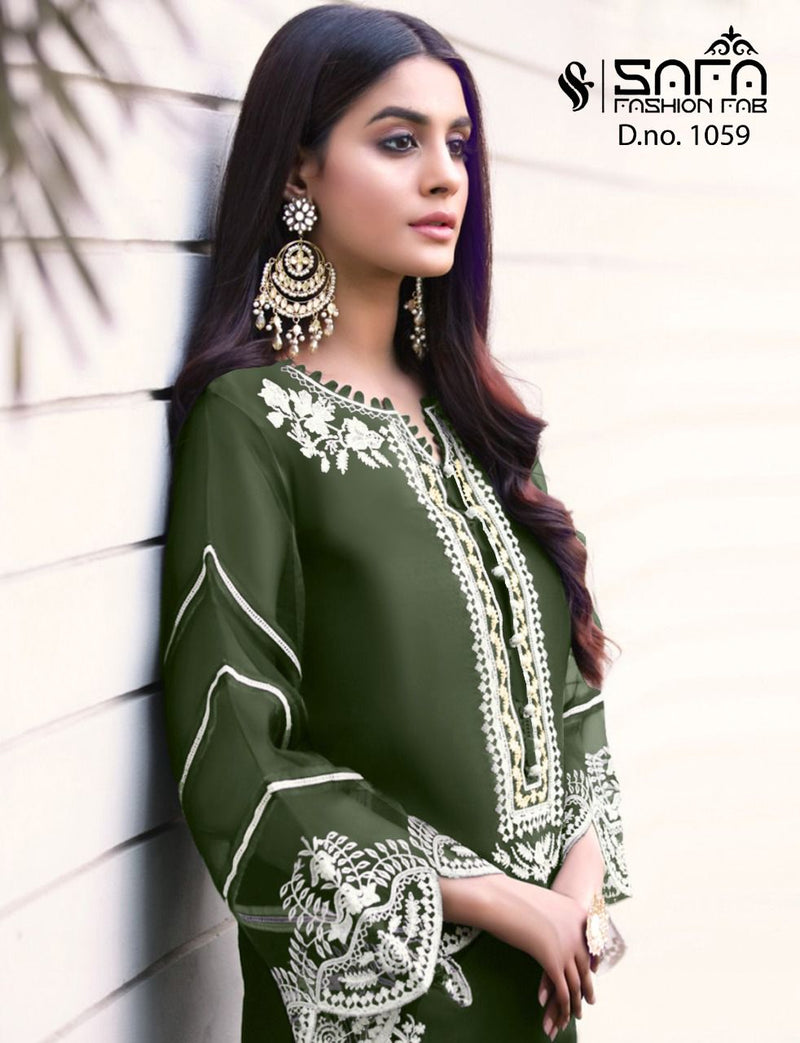 Safa Fashion Fab Dno 1059 Georgette Beautiful Embroidered Tunic With Sleeves Luxury Pret Formal Collection Kurti