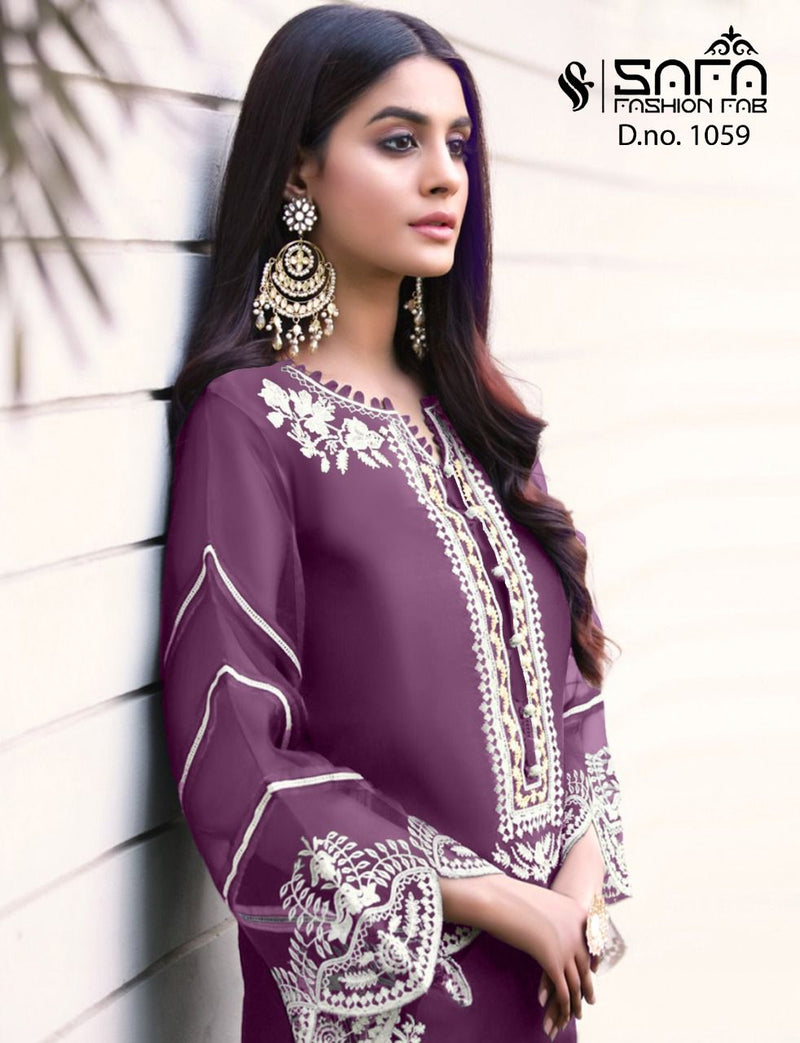 Safa Fashion Fab Dno 1059 Georgette Beautiful Embroidered Tunic With Sleeves Luxury Pret Formal Collection Kurti