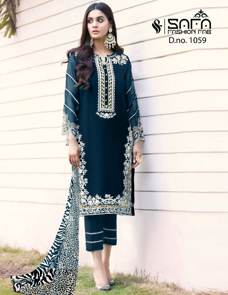 Safa Fashion Fab Dno 1059 Georgette Beautiful Embroidered Tunic With Sleeves Luxury Pret Formal Collection Kurti
