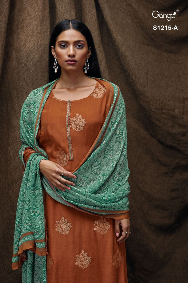 Ganga Dno 1215 A jacquard With Beautiful Fancy Work Stylish Designer Casual Look Fancy Salwar Suit