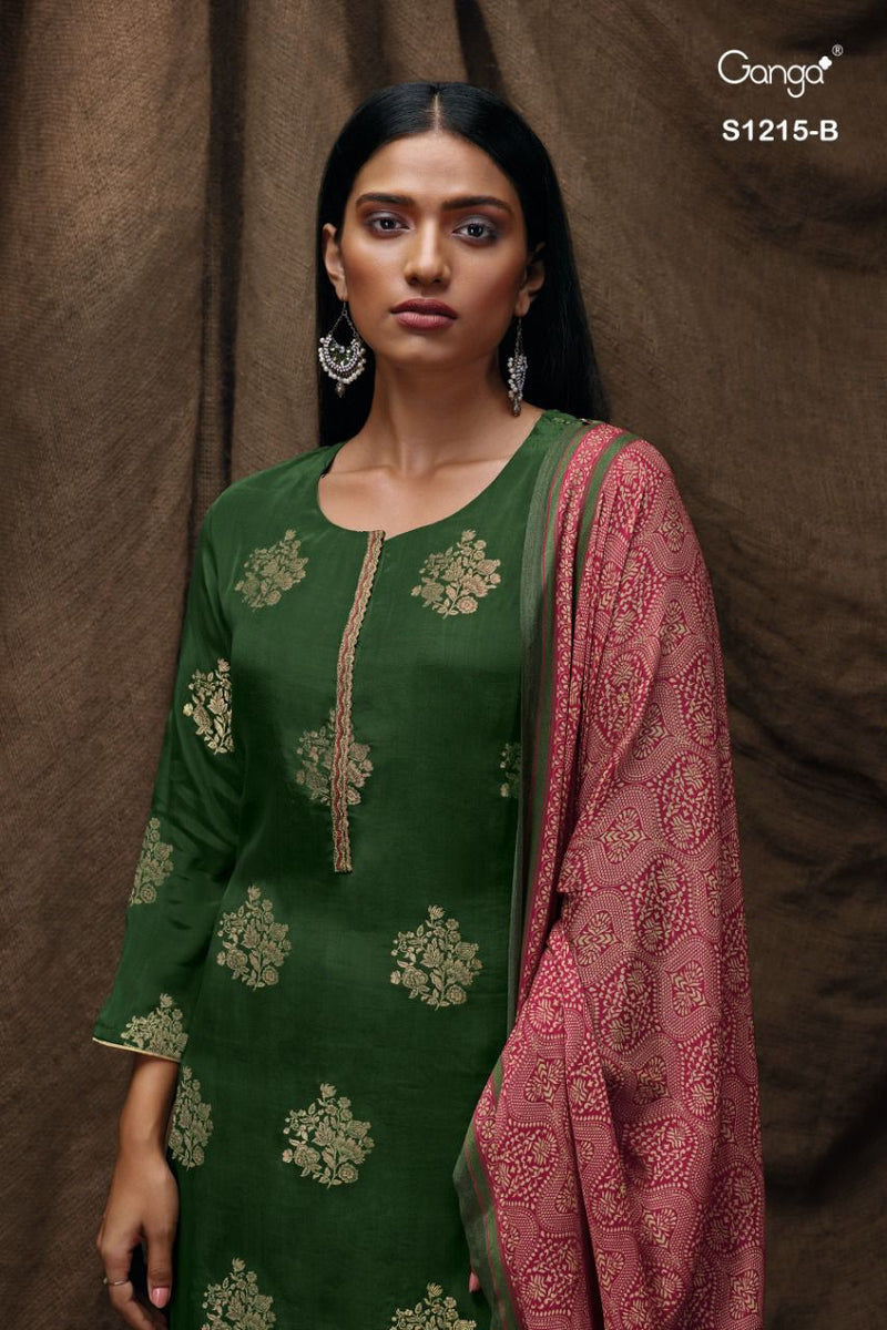 Ganga Dno 1215 B jacquard With Beautiful Fancy Work Stylish Designer Casual Look Fancy Salwar Suit