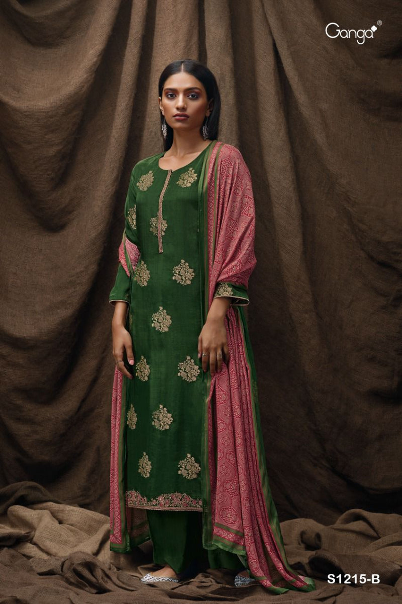 Ganga Dno 1215 B jacquard With Beautiful Fancy Work Stylish Designer Casual Look Fancy Salwar Suit