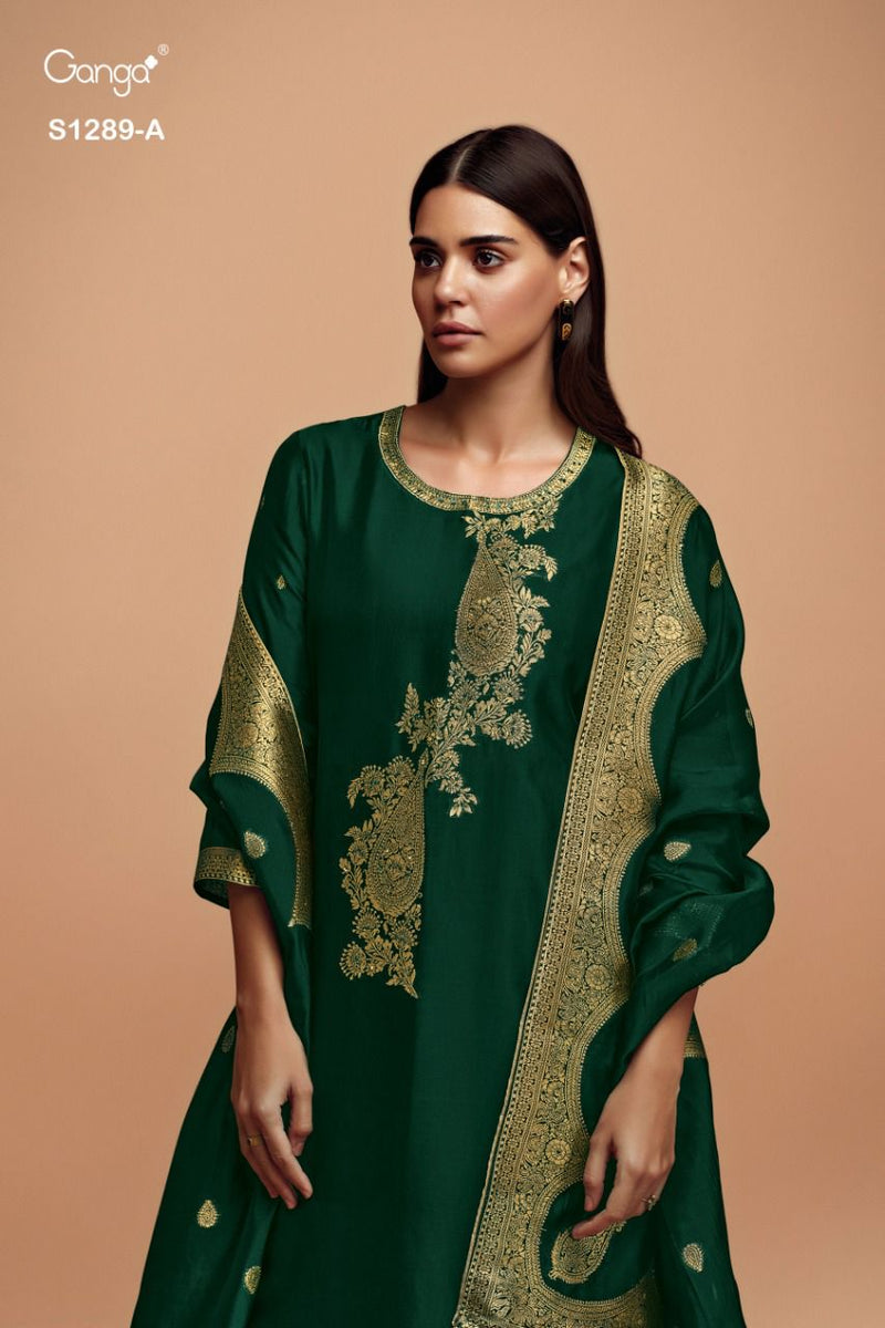 Ganga Dno 1289 Woven Silk With Beautiful Fancy Work Stylish Designer Casual Look Salwar Suit