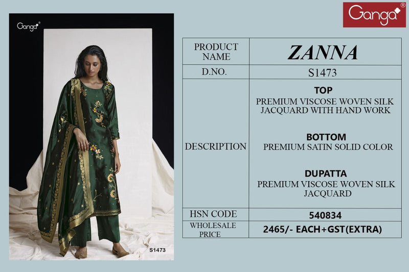 Ganga Dno 1473 Woven Silk With Beautiful Fancy Work Stylish Designer Casual Look Salwar Suit