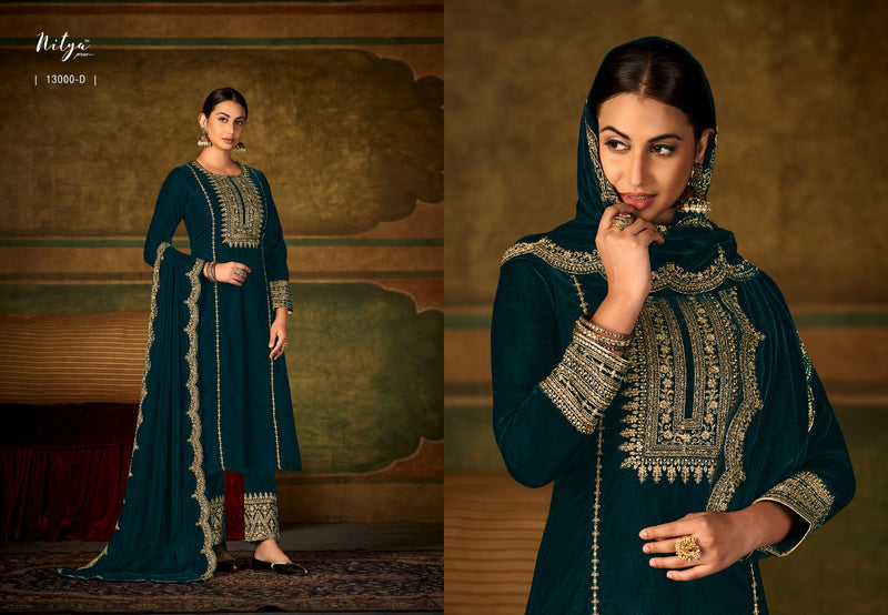 Nitya Ruhaniyat Velvet With Heavy Beautiful Fancy Work Stylish Designer Attractive Look Salwar Kameez