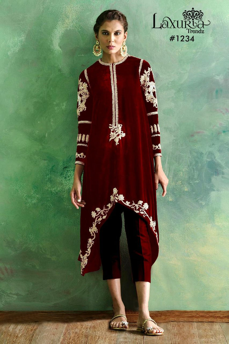 Laxuria Trendz Dno 1234 Velvet With Beautiful Work Stylish Designer Fancy Kurti