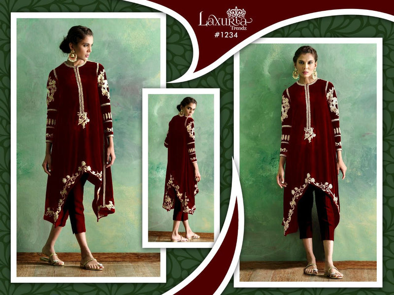 Laxuria Trendz Dno 1234 Velvet With Beautiful Work Stylish Designer Fancy Kurti