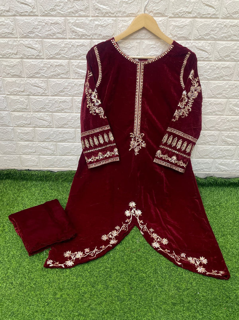 Laxuria Trendz Dno 1234 Velvet With Beautiful Work Stylish Designer Fancy Kurti