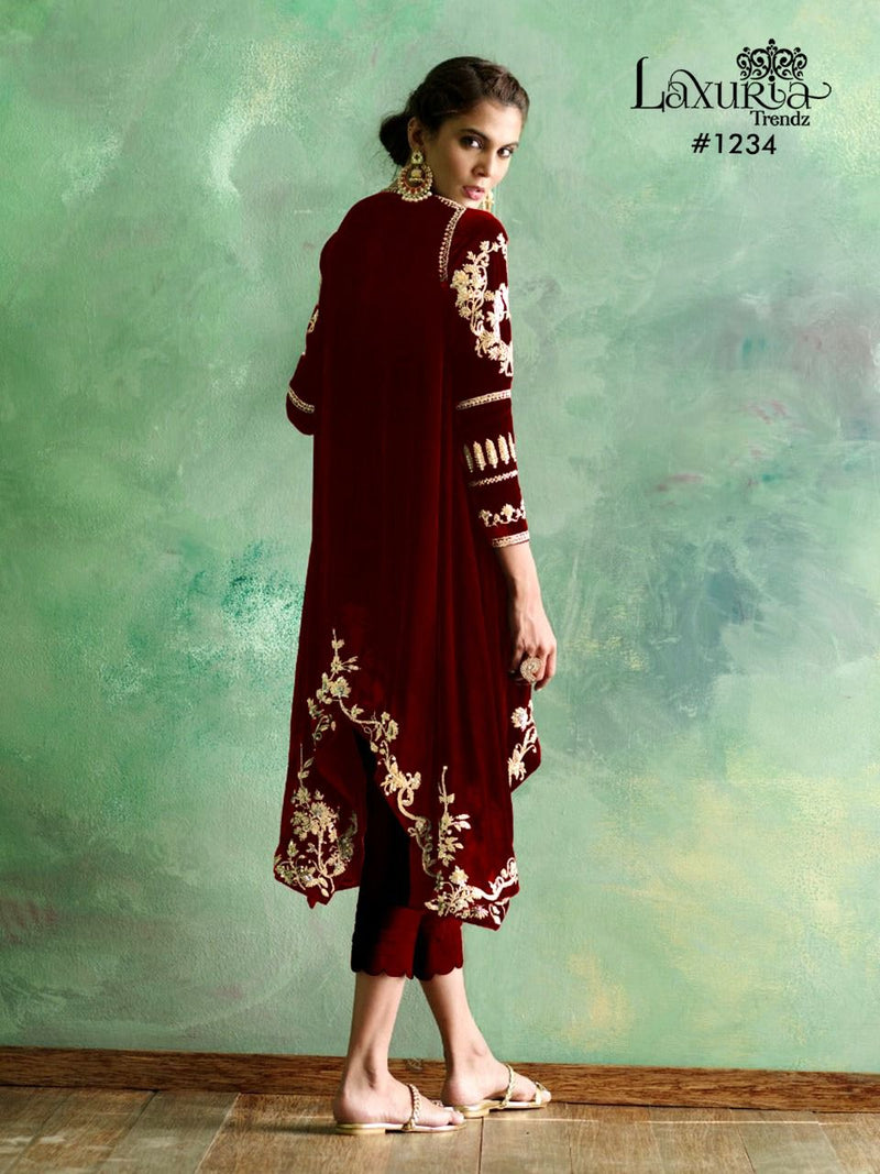 Laxuria Trendz Dno 1234 Velvet With Beautiful Work Stylish Designer Fancy Kurti