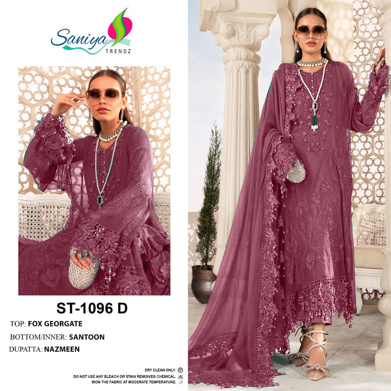 Saniya Trendz Dno St 1096 D Georgette With Beautiful Fancy Work Stylish Designer Party Wear Salwar Kameez
