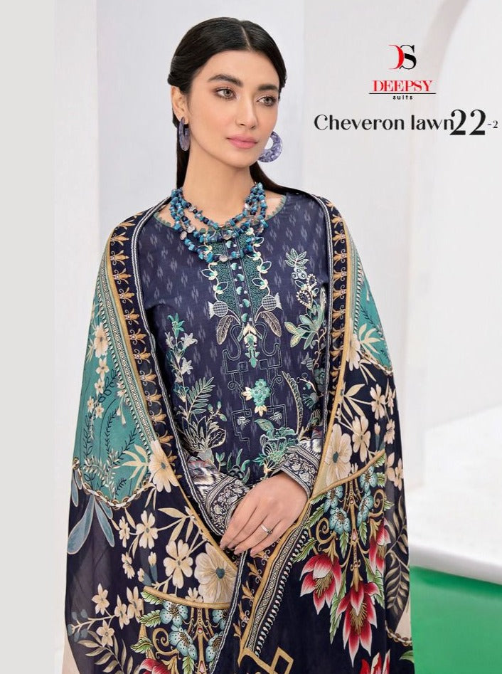 Deepsy Suit Cheveron lawn 22 Pure Cotton With Fancy Work Stylish Designer Casual Look Pakistani Fancy Salwar Kameez