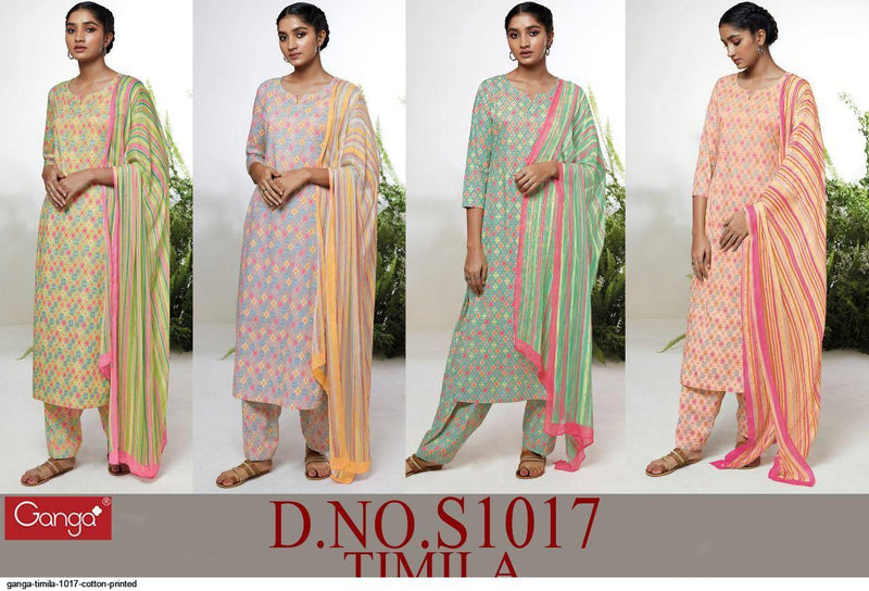 Ganga Dno 1017 Pure Cotton With Fancy Work Stylish Designer Casual Look Fancy Salwar Suit