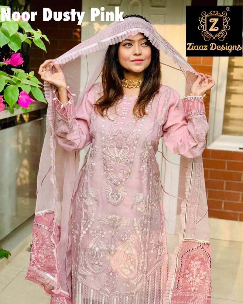 Ziaaz Designs Noor Organza With Beautiful Embroidery Work Stylish Designer Party Wear Fancy Kurti