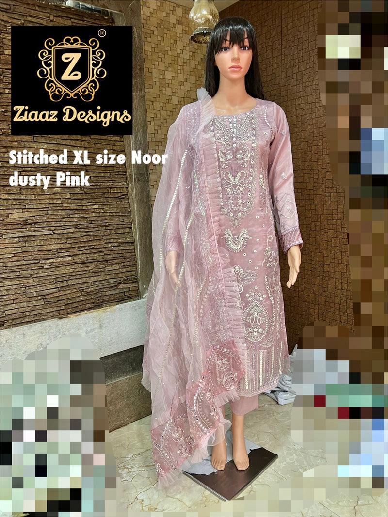 Ziaaz Designs Noor Organza With Beautiful Embroidery Work Stylish Designer Party Wear Fancy Kurti