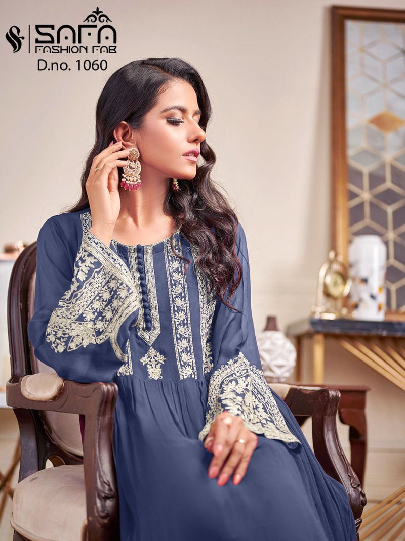 Safa Fashion Dno 1060 Georgette With Embroidery Work Stylish Designer Luxury Pret Kurti