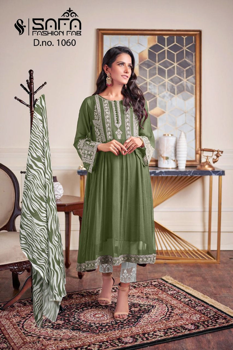 Safa Fashion Dno 1060 Georgette With Embroidery Work Stylish Designer Luxury Pret Kurti