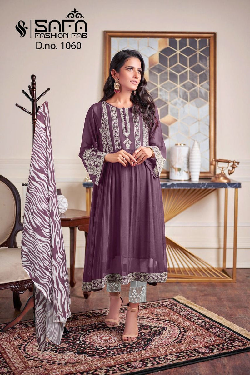 Safa Fashion Dno 1060 Georgette With Embroidery Work Stylish Designer Luxury Pret Kurti