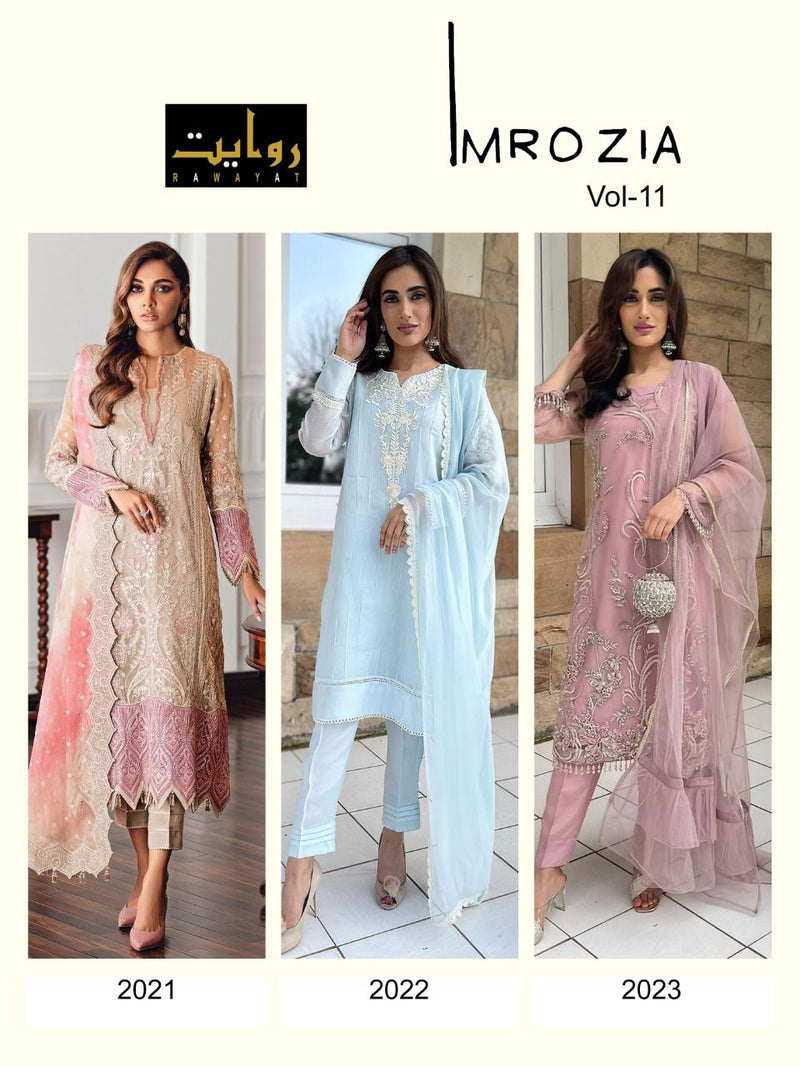 Rawayat  Imrozia Vol 11 Georgette With Heavy Embroidery Work Stylish Designer Beautiful Salwar Kameez