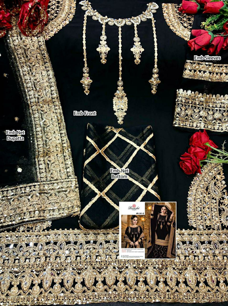 Ramsha Dno R 381 Georgette With Beautiful Heavy Embroidery work Stylish Designer Wedding Salwar Kameez