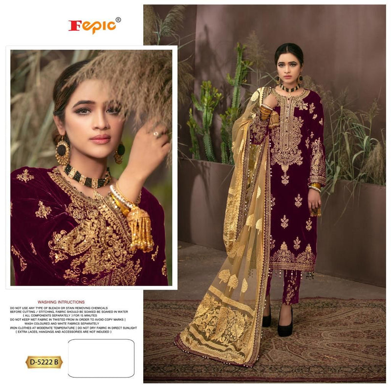 Fepic Rosemeen Dno 5222 B Velvet With Heavy Beautiful Work Stylish Designer Wedding Look Salwar Kameez