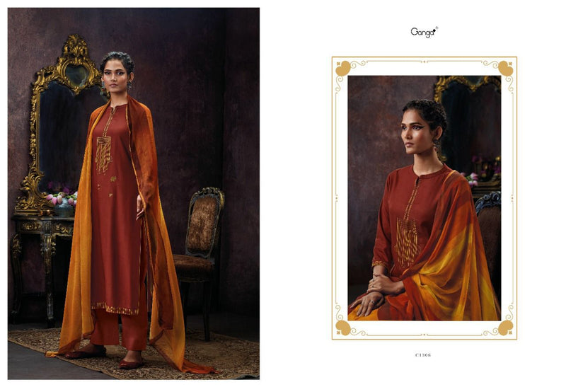 Ganga Dno 1301 To 1306 Wool Pashmina With Heavy Beautiful Work Stylish Designer Festive Wear Salwar Kameez