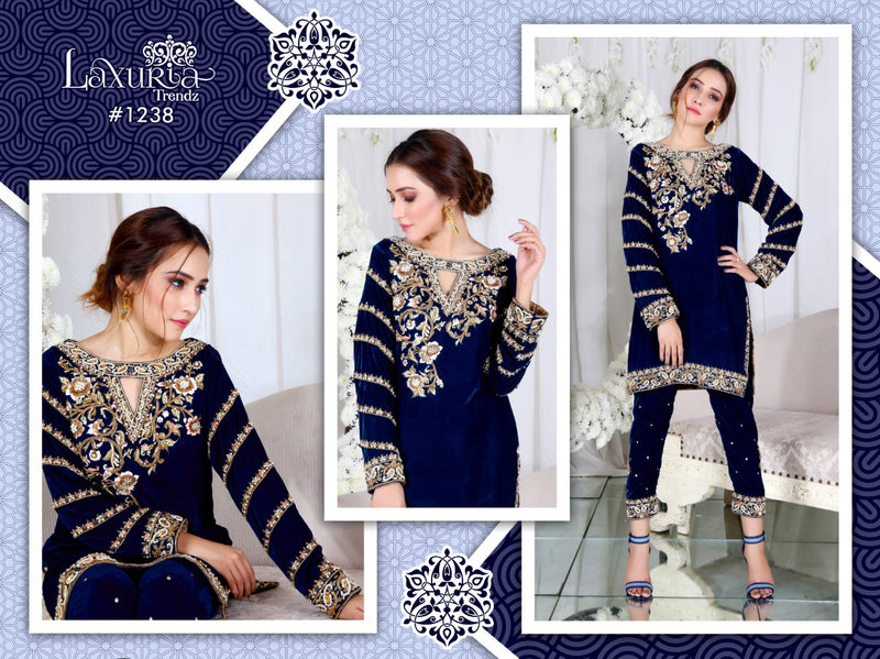 Laxuria Trendz Dno 1238 Velvet With Beautiful Embroidery Work Stylish Designer Party Wear Fancy Pret Kurti