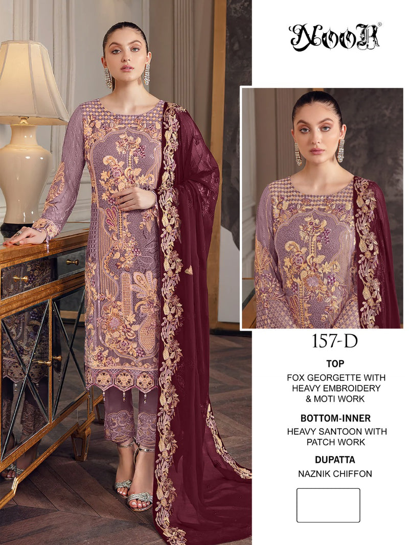 Noor Dno 157 D Georgette With Heavy Embroidery Work Stylish Designer Wedding Look Salwar Kameez