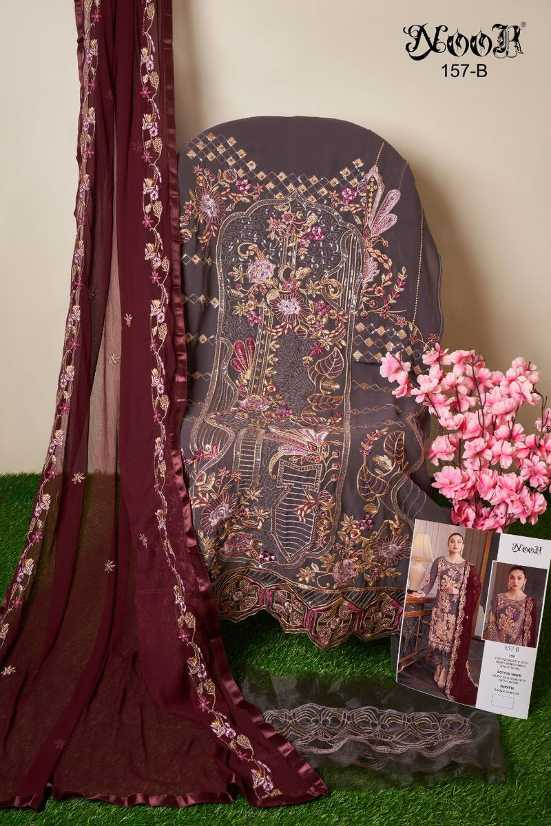 Noor Dno 157 B Georgette With Heavy Embroidery Work Stylish Designer Wedding Look Salwar Kameez