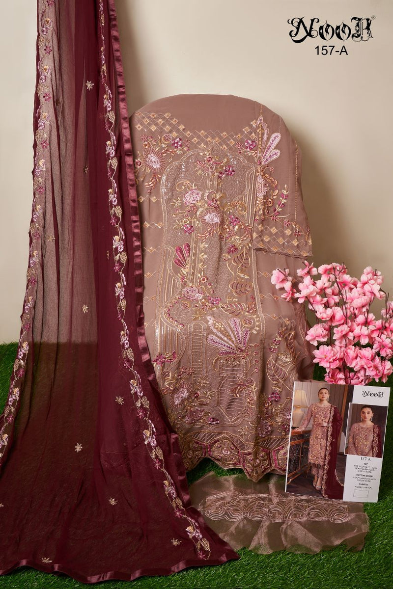Noor Dno 157 A Georgette With Heavy Embroidery Work Stylish Designer Wedding Look Salwar Kameez