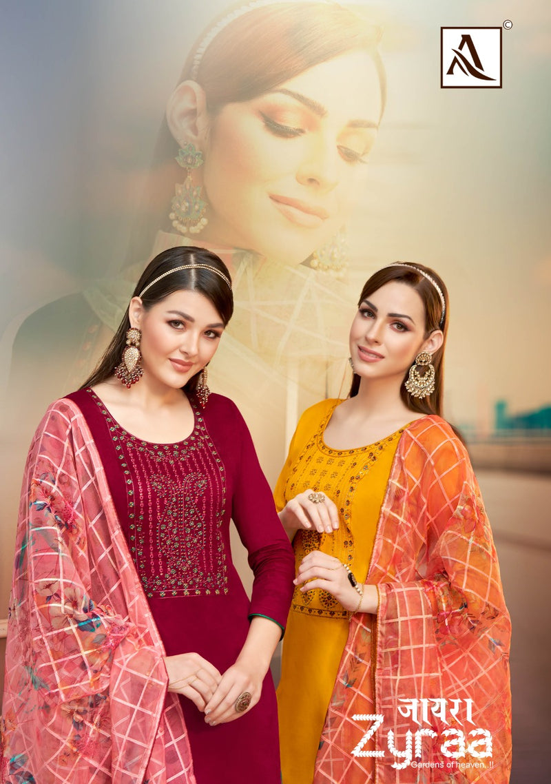 Alok Suit Zyraa Pure Cotton With Heavy Embroidery Work Stylish Designer Festive Wear Salwar Kameez