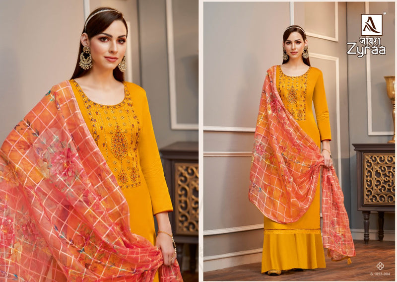 Alok Suit Zyraa Pure Cotton With Heavy Embroidery Work Stylish Designer Festive Wear Salwar Kameez