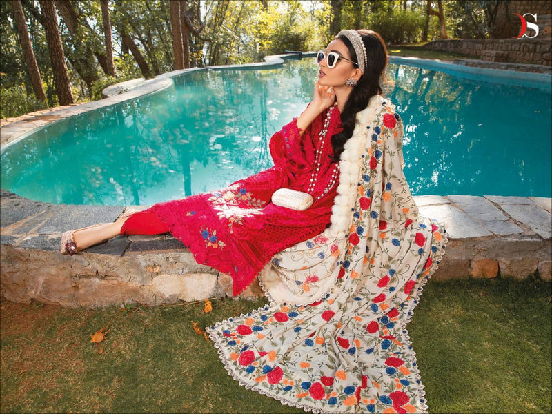 Deepsy Suit Maria B Lawn Pure Cotton With Fancy Work Stylish Designer Pakistani Salwar Kameez