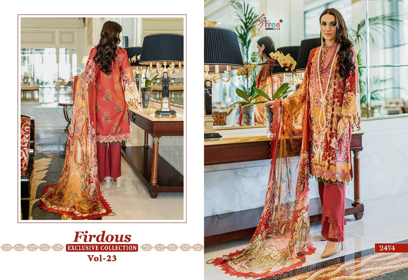 Shree Fabs Firdous Exclusive Vol 23 Pure Cotton With Heavy Embroidery Work Stylish Designer Pakistani Salwar Kameez
