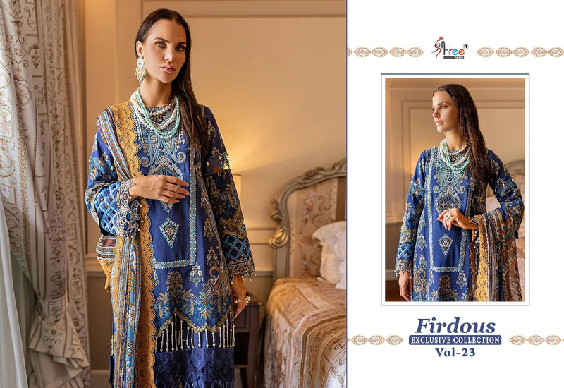 Shree Fabs Firdous Exclusive Vol 23 Pure Cotton With Heavy Embroidery Work Stylish Designer Pakistani Salwar Kameez