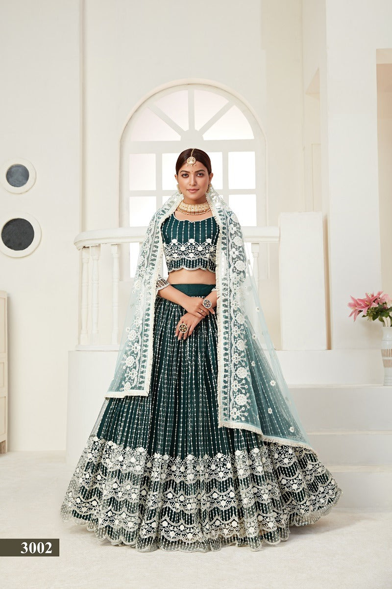 Aawiya Dno 3002 Amrita Vol 01 Silk With Beautiful Heavy Embroidery Work Stylish Designer Wedding Look Lehenga