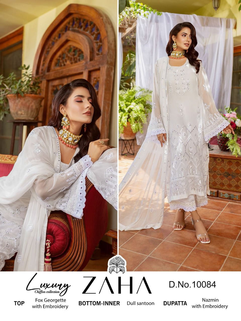 Zaha Naushad Imdad Georgette With Beautiful Heavy Embroidery Work Stylish Designer Party Wear Salwar Kameez