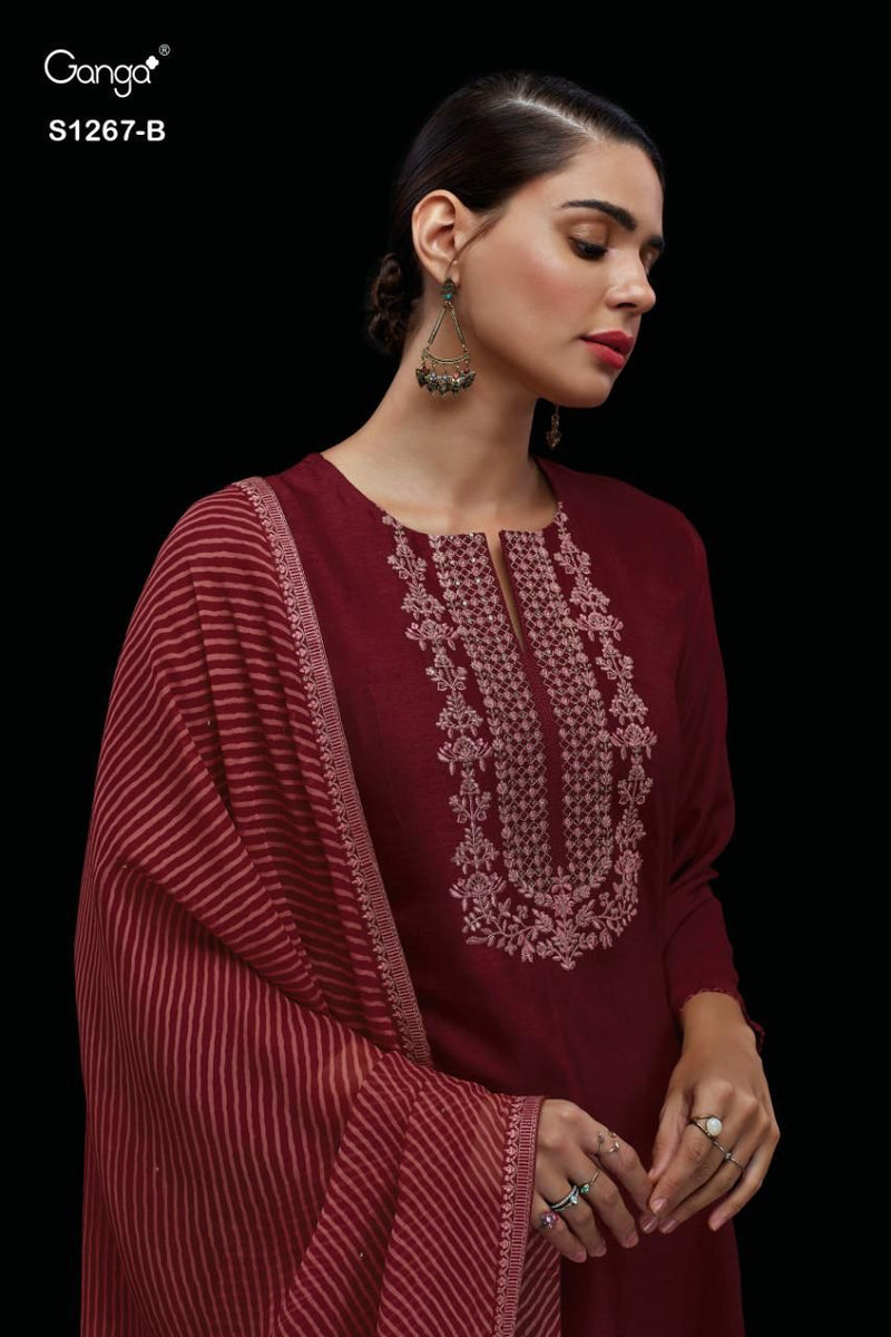 Ganga Dno 1267 Bemberg Reni Silk With BEautiful Work Stylish Designer Fancy Salwar Suit